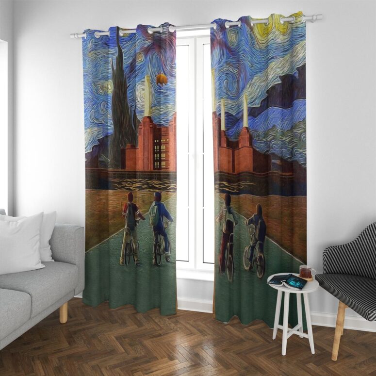 Pink Floyd Window Curtains - Pigs Can Fly Stranger Things x Animals Pink Floyd Window Curtains - Pigs Can Fly Stranger Things x Animals