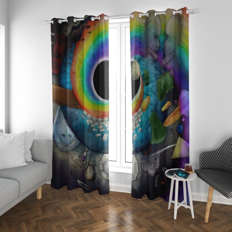 Pink Floyd Window Curtains - Pink Floyd Album Collage Abstract Art Pink Floyd Window Curtains - Pink Floyd Album Collage Abstract Art