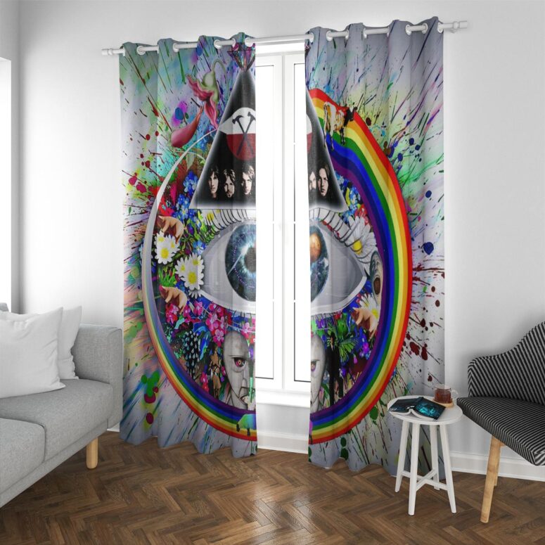 Collage The Wall Pulse DSOTM Flower Diamond Ring Of Rainbow Pink Floyd Window Curtains Collage The Wall Pulse DSOTM Flower Diamond Ring Of Rainbow Pink Floyd Window Curtains