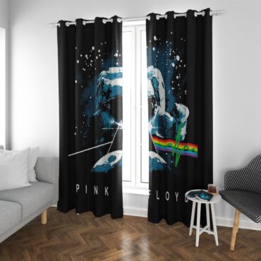 Pink Floyd Window Curtains - Dark Side Of Moon Art Blue