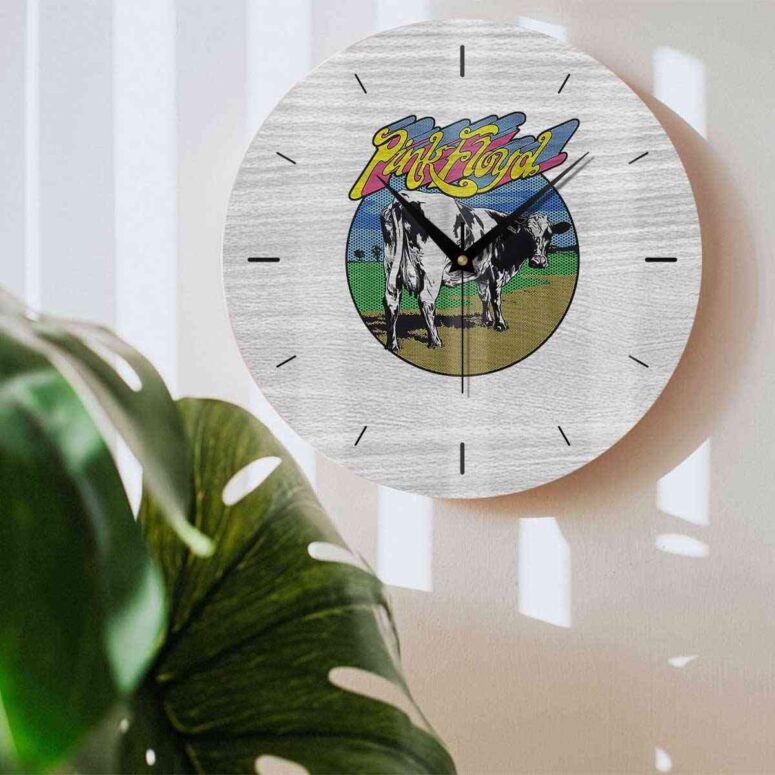 Pink Floyd Wooden Clock - Distant Bells Atom Heart Mother Shirt Pink Floyd Wooden Clock - Distant Bells Atom Heart Mother Shirt