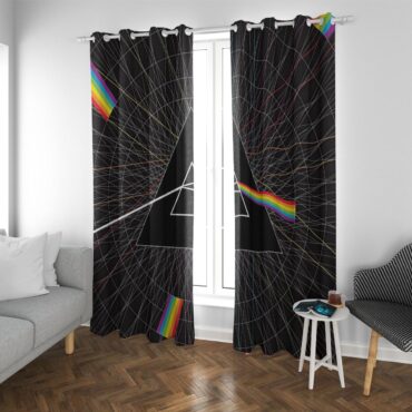The Dark Side Of The Moon Pink Floyd Window Curtains - Line Art