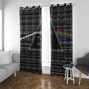 Pink Floyd Window Curtains - Lyric Collage Prism Vintage