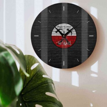 Pink Floyd Wooden Clock - The Wall Emblem on Brick Background
