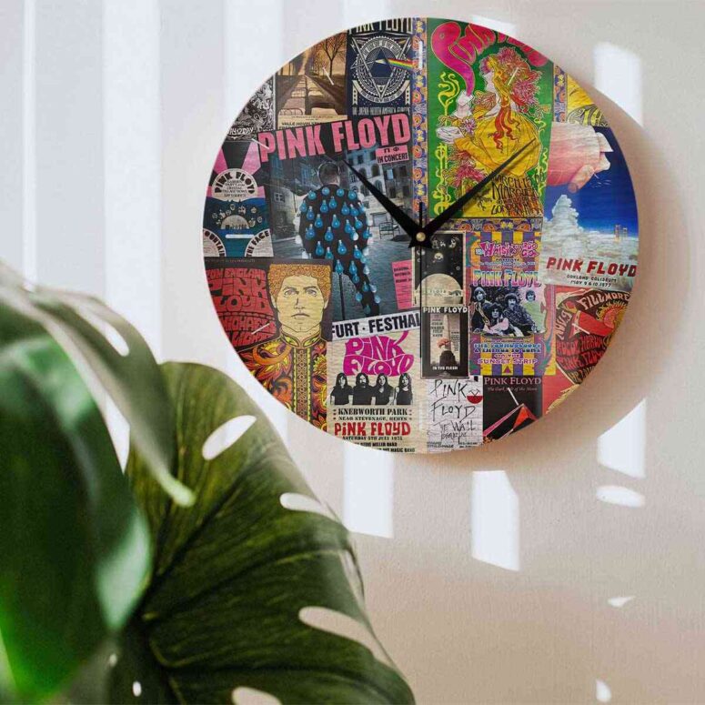 Pink Floyd Wooden Clock - Vintage Rock Concert Posters
