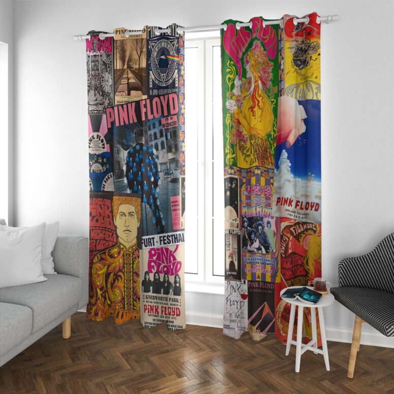 Pink Floyd Window Curtains - Vintage Rock Concert Pink Floyd Window Curtains - Vintage Rock Concert