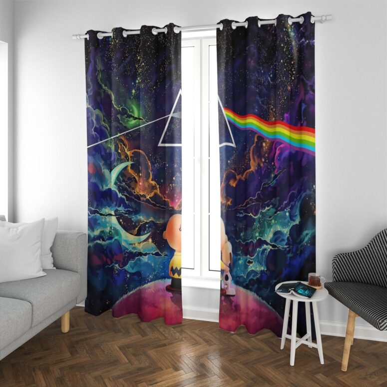 Pink Floyd Window Curtains - Snoopy and Charlie Brown Dark Side Of The Moon