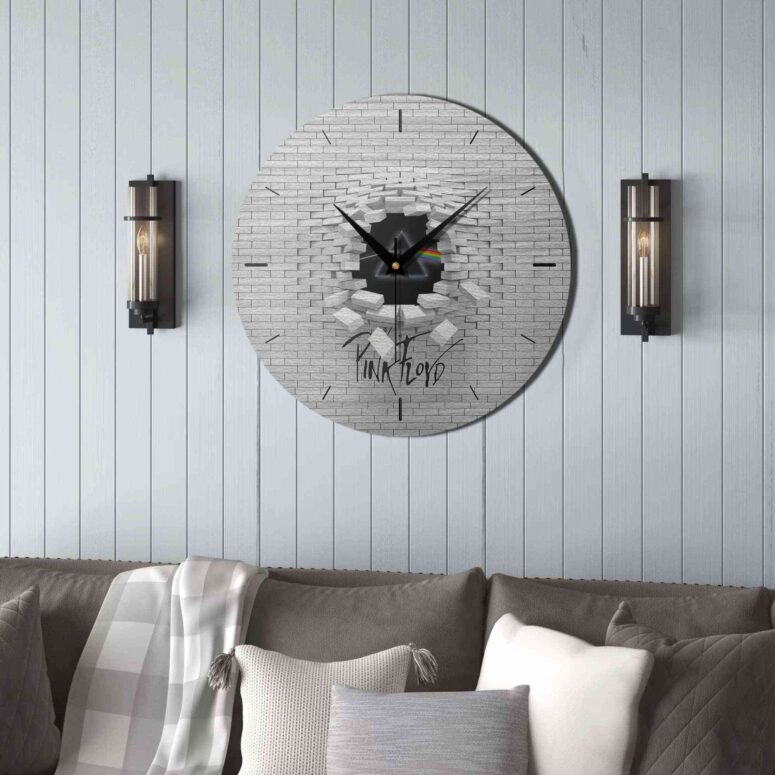 Pink Floyd Wooden Clock - Brick In The Wall 3D