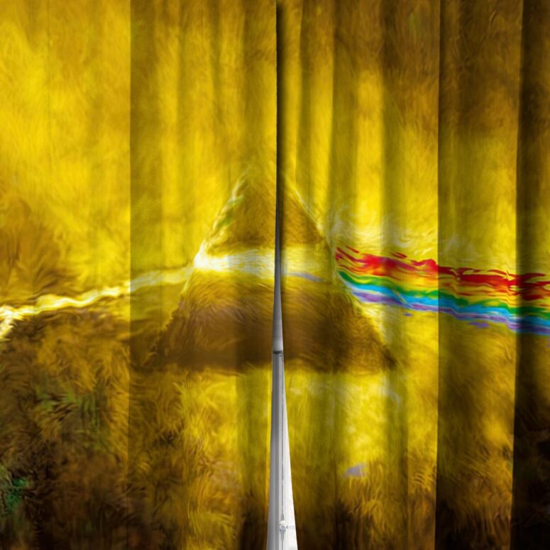 Pink Floyd Window Curtains - Golden Dark Side Of The Moon Pink Floyd Window Curtains - Golden Dark Side Of The Moon