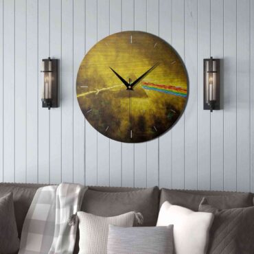 Pink Floyd Wooden Clock - Golden Dark Side Of The Moon Pink Floyd Wooden Clock - Golden Dark Side Of The Moon