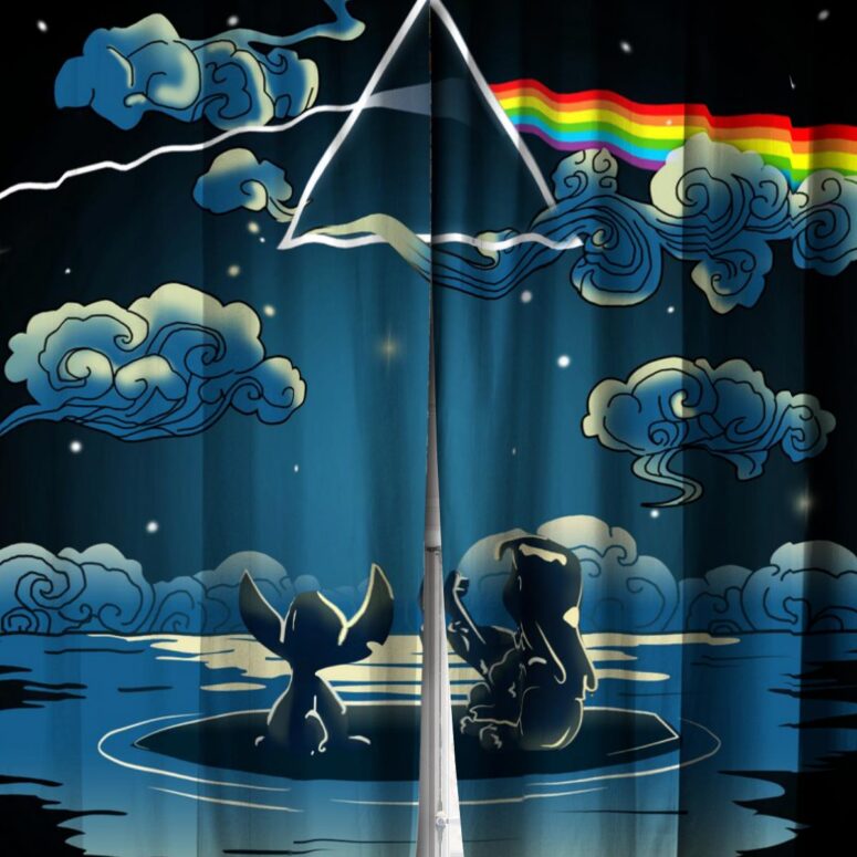 Pink Floyd Window Curtains - Lilo And Stitch Starry Sky Dark Side Of The Moon