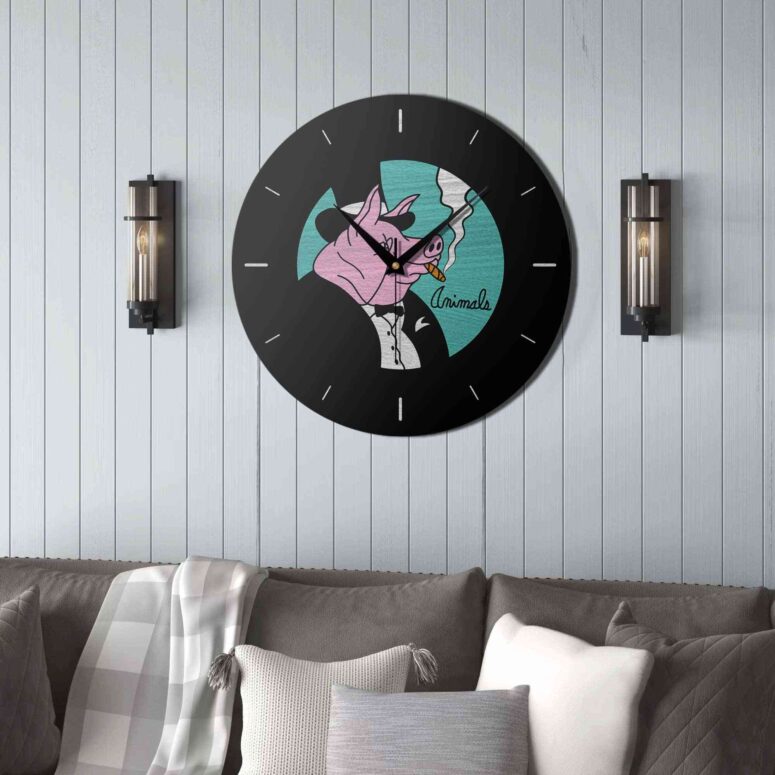 Pink Floyd Wooden Clock - ANIMALS PIG Pink Floyd Wooden Clock - ANIMALS PIG