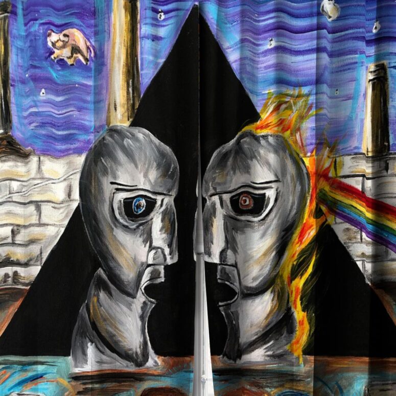 Pink Floyd Window Curtains - Album Cover Drawing Art Pink Floyd Window Curtains - Album Cover Drawing Art