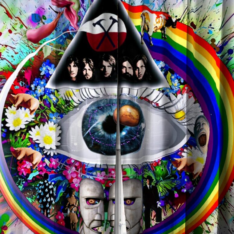 Collage The Wall Pulse DSOTM Flower Diamond Ring Of Rainbow Pink Floyd Window Curtains Collage The Wall Pulse DSOTM Flower Diamond Ring Of Rainbow Pink Floyd Window Curtains