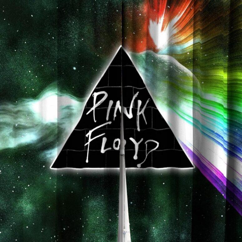 Pink Floyd Window Curtains - Dark Side Of Moon Galaxy Green Pink Floyd Window Curtains - Dark Side Of Moon Galaxy Green