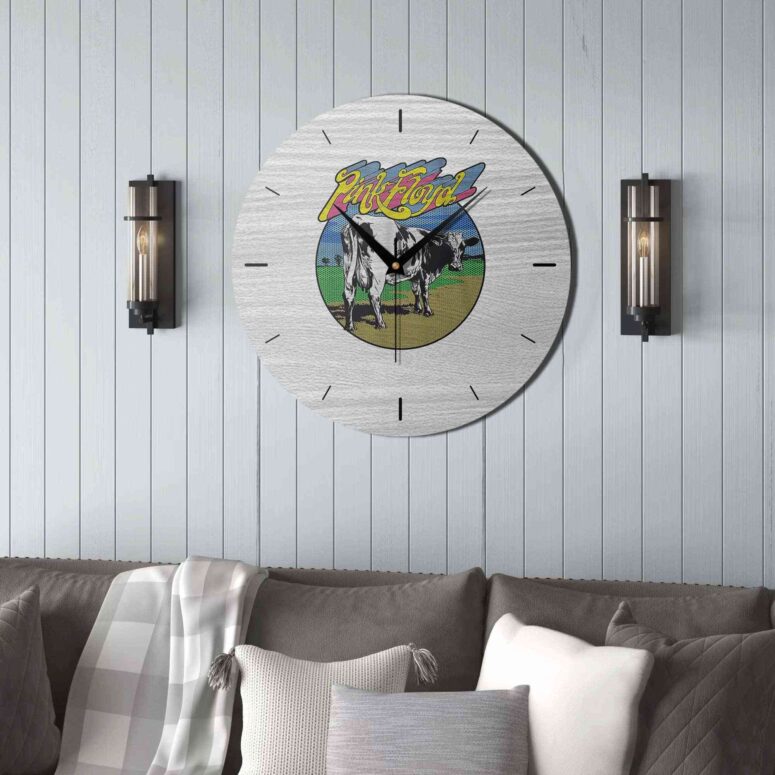 Pink Floyd Wooden Clock - Distant Bells Atom Heart Mother Shirt Pink Floyd Wooden Clock - Distant Bells Atom Heart Mother Shirt