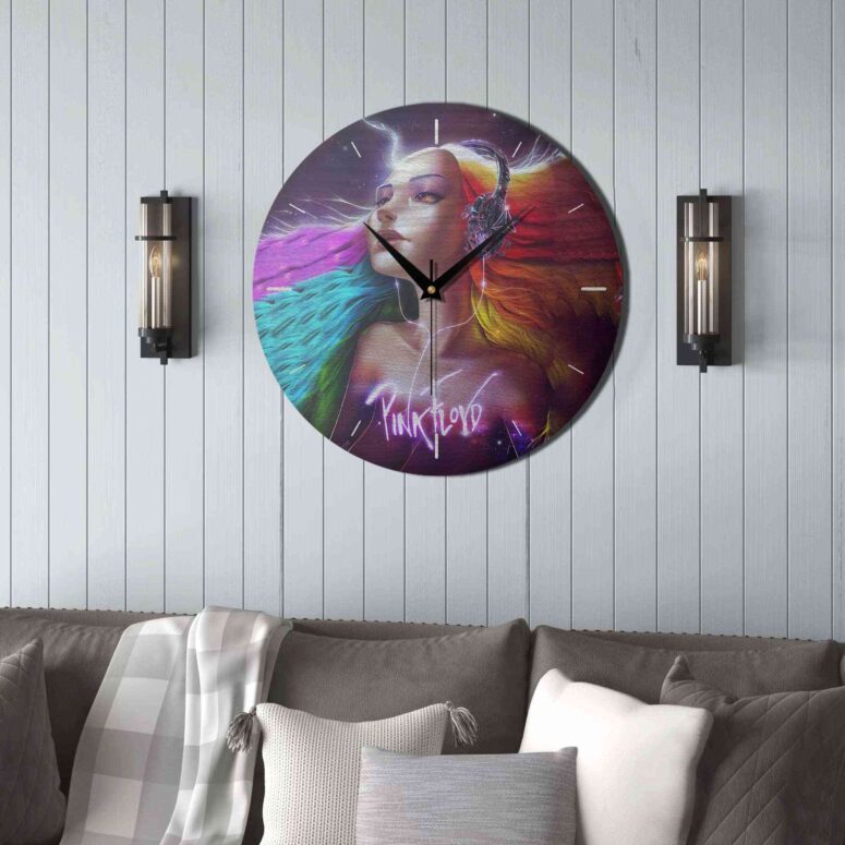 Pink Floyd Wooden Clock - Lady Art Pink Floyd Wooden Clock - Lady Art