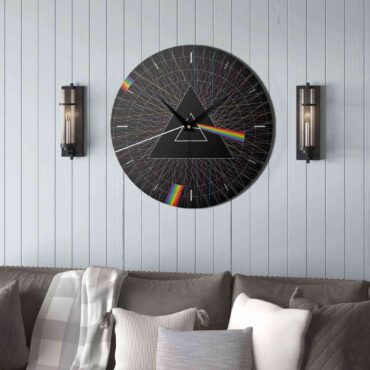 The Dark Side Of The Moon Pink Floyd Wooden Clock - Line Art