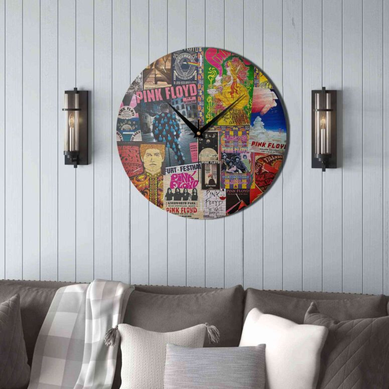 Pink Floyd Wooden Clock - Vintage Rock Concert Posters