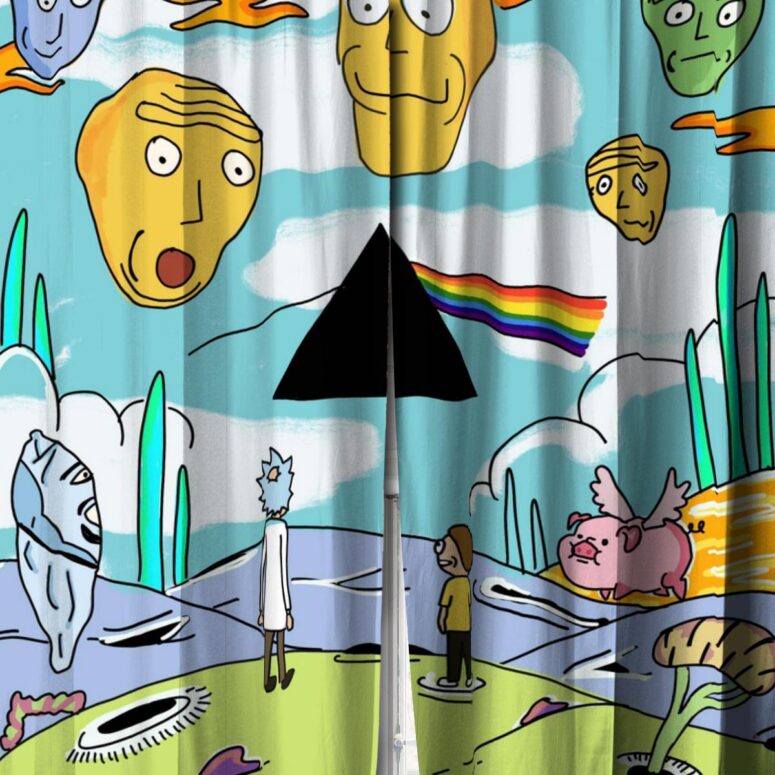 Pink Floyd Window Curtains - Rick and Morty Looking to DSOTM