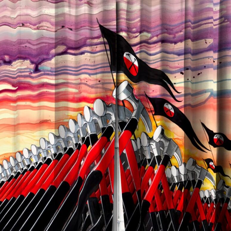 Pink Floyd Window Curtains - The Wall Hammer Drawing Art Pink Floyd Window Curtains - The Wall Hammer Drawing Art