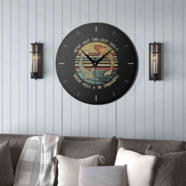 Pink Floyd Wooden Clock - Two Lost Souls swimming