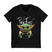Baby Yoda Hugs Pink Floyd Album Star Wars Front Vneck Black@1x 1 1 - OtherBrick