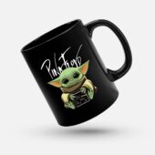Baby Yoda Hugs Pink Floyd Album Star Wars Mug Black 1 - OtherBrick