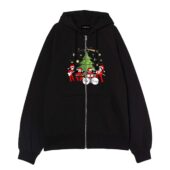 Pink Floyd Band Merry Christmas Tree Front Ziphoodie Black - OtherBrick