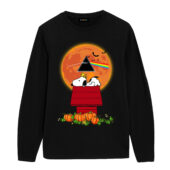 Snoopy And Woodstock Dark Side Of The Moon Pink Floyd Halloween Front Longsleeve Black - OtherBrick