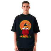 Snoopy And Woodstock Dark Side Of The Moon Pink Floyd Halloween Front Shirt Man Black - OtherBrick