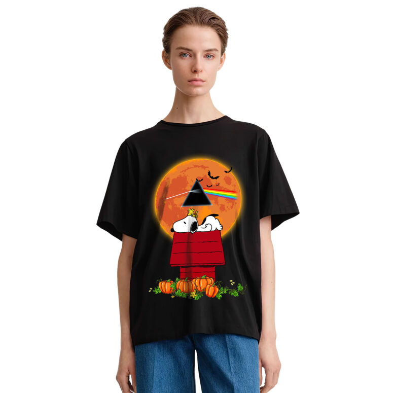 Snoopy and Woodstock Dark Side Of The Moon Pink Floyd Halloween Shirt