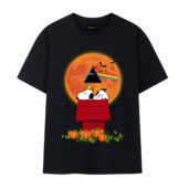 Snoopy And Woodstock Dark Side Of The Moon Pink Floyd Halloween Front Tshirt Black - OtherBrick