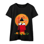Snoopy And Woodstock Dark Side Of The Moon Pink Floyd Halloween Front Wtee Black - OtherBrick