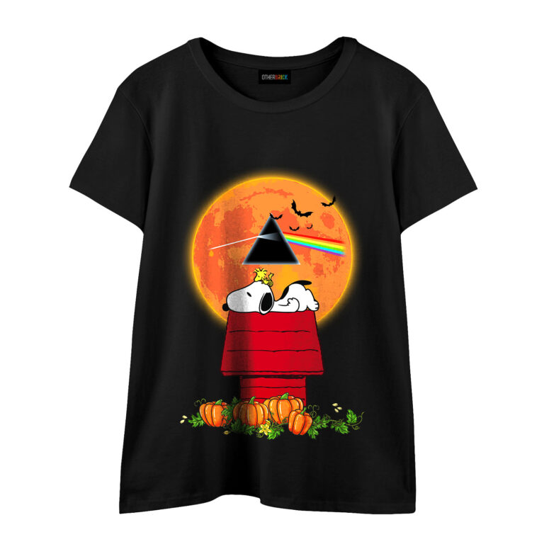 Snoopy and Woodstock Dark Side Of The Moon Pink Floyd Halloween Shirt