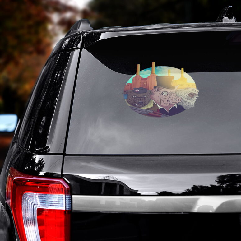 Dog Pig Sheep Animals Art Pink Floyd Car Sticker Decal Dog Pig Sheep Animals Art Pink Floyd Car Sticker Decal