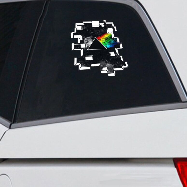 Dark Side of the Moon Galaxy Break Wall White Pink Floyd Car Sticker Decal