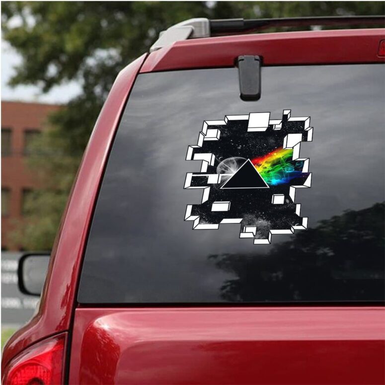 Dark Side of the Moon Galaxy Break Wall White Pink Floyd Car Sticker Decal