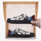 The Wall Illustration Art – Pink Floyd Low Top Retro Canvas Shoes Black Mockup - OtherBrick