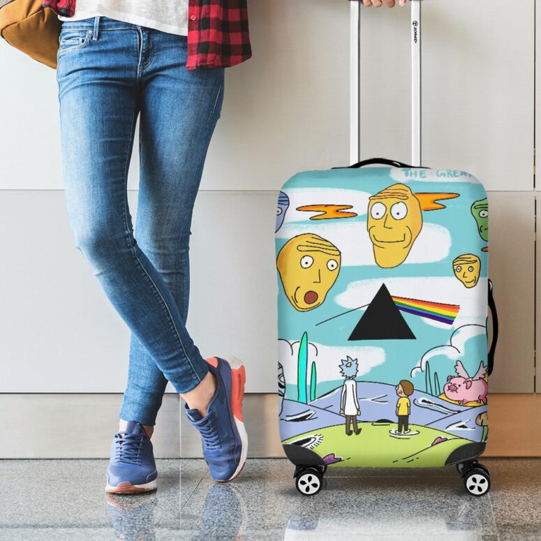 Rick and Morty Looking to DSOTM Pink Floyd Luggage Cover Rick and Morty Looking to DSOTM Pink Floyd Luggage Cover