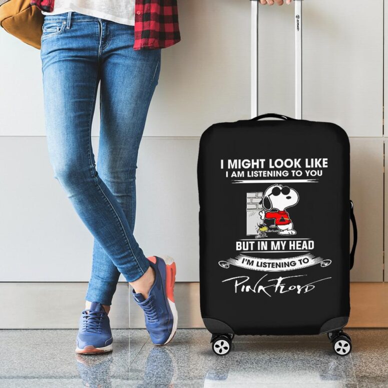 Snoopy I Might Look Like Iam Listening To You Listening to Pink floyd Luggage Cover
