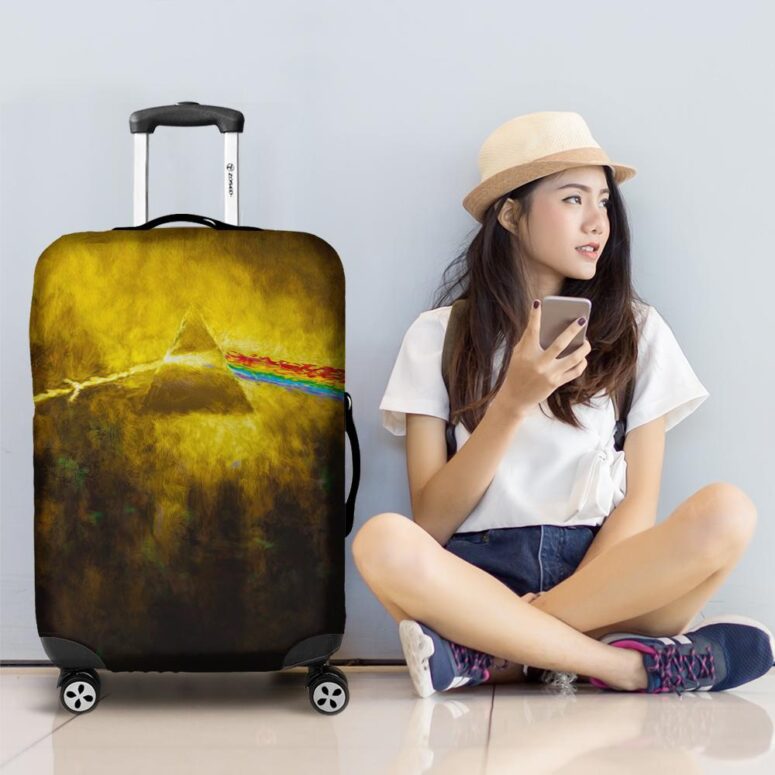 Golden Dark Side Of The Moon Pink Floyd Luggage Cover Golden Dark Side Of The Moon Pink Floyd Luggage Cover