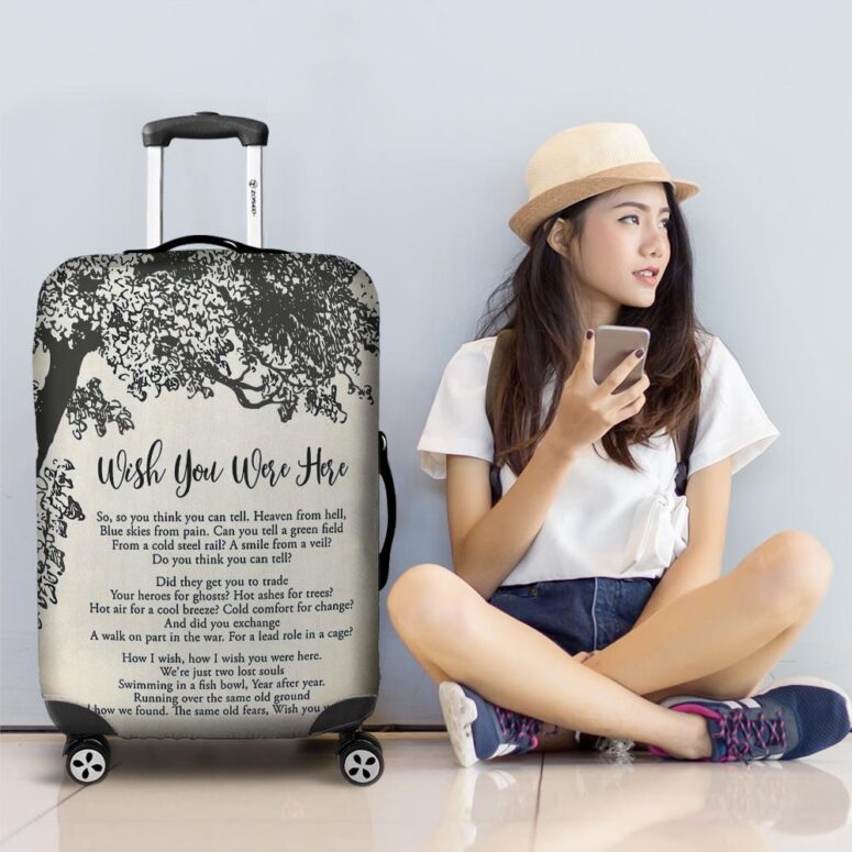 Wish You Were Here Lyric Vintage Tree Pink Floyd Luggage Cover Wish You Were Here Lyric Vintage Tree Pink Floyd Luggage Cover