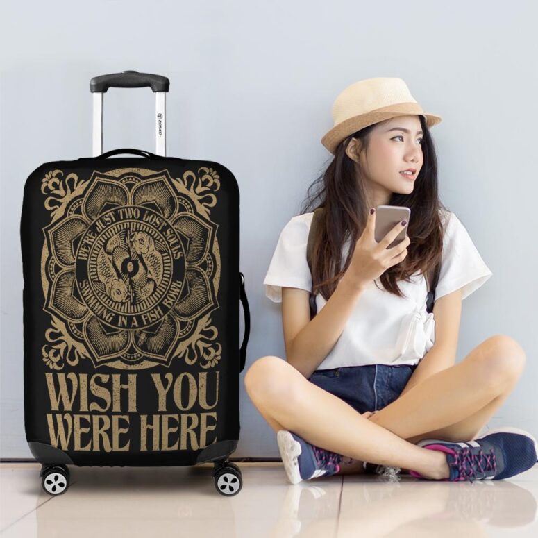 Wish You Were Here Were just two lost souls Swimming in a fish bowl Pink Floyd Luggage Cover
