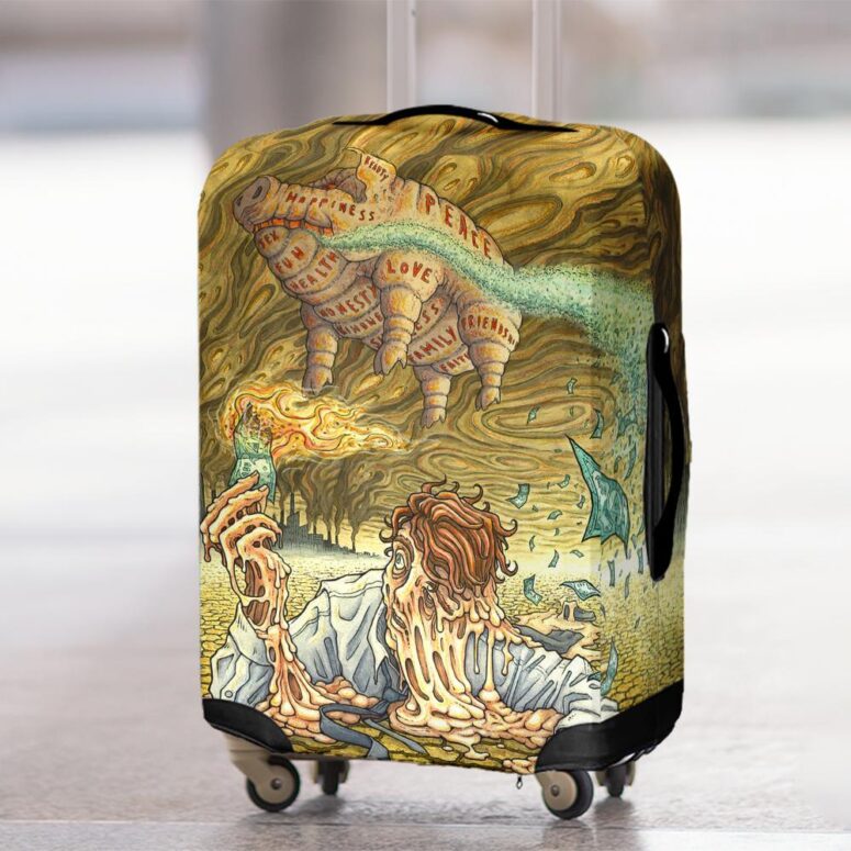 Money Hand Drawing Art Pink Floyd Luggage Cover
