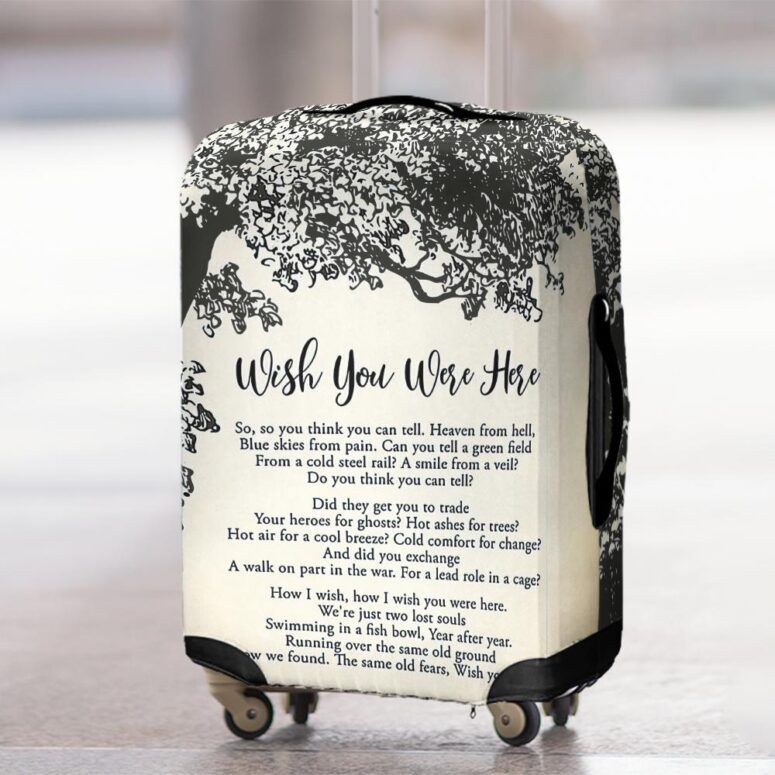 Wish You Were Here Lyric Vintage Tree Pink Floyd Luggage Cover Wish You Were Here Lyric Vintage Tree Pink Floyd Luggage Cover