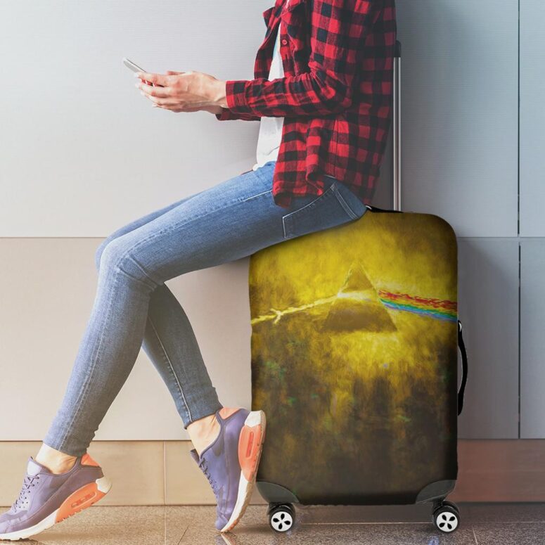 Golden Dark Side Of The Moon Pink Floyd Luggage Cover Golden Dark Side Of The Moon Pink Floyd Luggage Cover