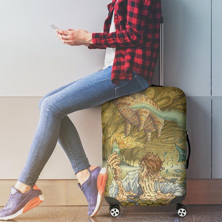 Money Hand Drawing Art Pink Floyd Luggage Cover