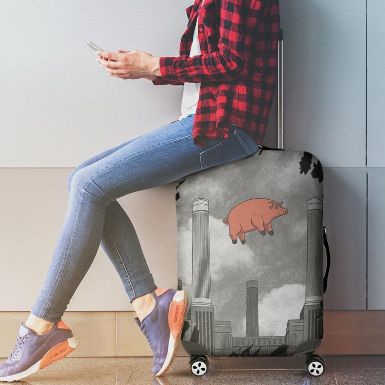 Pink Floyd Pig at Battersea Digital Art Luggage Cover Pink Floyd Pig at Battersea Digital Art Luggage Cover