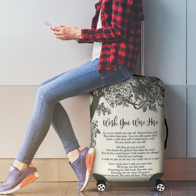 Wish You Were Here Lyric Vintage Tree Pink Floyd Luggage Cover Wish You Were Here Lyric Vintage Tree Pink Floyd Luggage Cover